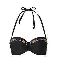 Lascana Women's Floral Trim Bandeau Bikini Swimsuit Top Bra Sizing