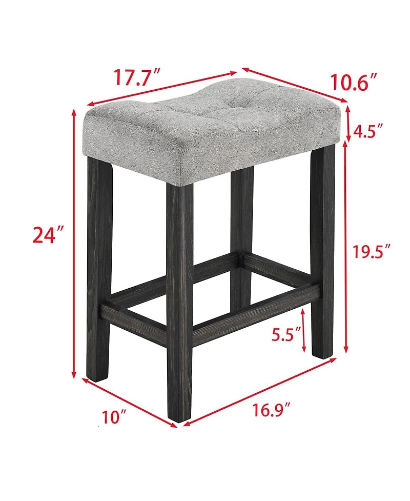 Maison Boucle 5-Piece Counter Height Dining Table Set with Upholstered Stools, Wood Grain Mdf Top and Solid Legs, Space-Saving