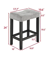 Maison Boucle 5-Piece Counter Height Dining Table Set with Upholstered Stools, Wood Grain Mdf Top and Solid Legs, Space-Saving