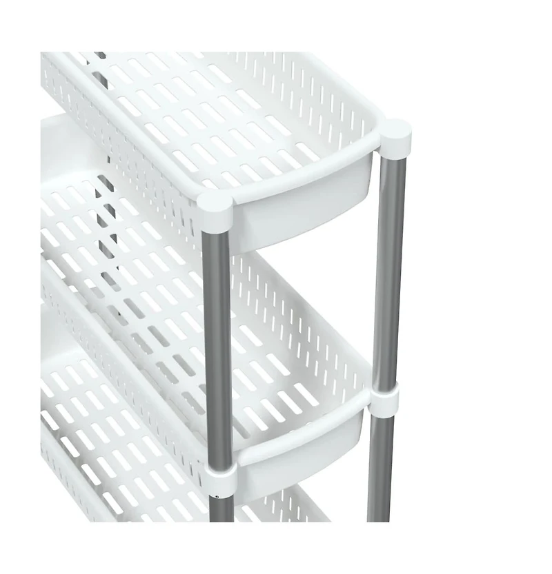 vidaXL 3-Tier Storage Trolley Silver and White Aluminum