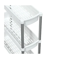 vidaXL 3-Tier Storage Trolley Silver and White Aluminum