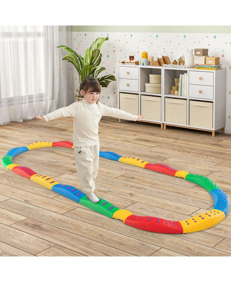 Sugift Colorful Kids Wavy Balance Beam with Textured Surface and Non-slip Foot Pads
