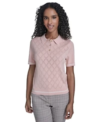 Tommy Hilfiger Women's Pointelle Polo Collared Sweater