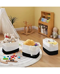 Cheer Collection Set of 3 Woven Cotton Rope Storage Baskets – Soft, Durable, Machine Washable