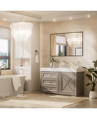 Keonjinn Inch Brushed Black Bathroom Vanity Mirror Metal Framed Over Sink Wall Mirror Horizontal/Vertical