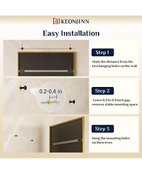 Keonjinn 60x30 Inch Brushed Gold Bathroom Vanity Mirror Metal Framed Over Sink Wall Mirror Horizontal/Vertical