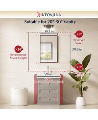 Keonjinn 20x30 Inch Brushed Gold Bathroom Vanity Mirror Metal Framed Over Sink Wall Mirror Horizontal/Vertical