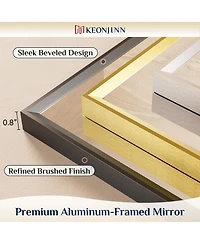 Keonjinn 30x36 Inch Brushed Gold Bathroom Vanity Mirror Metal Framed Over Sink Wall Mirror Horizontal/Vertical