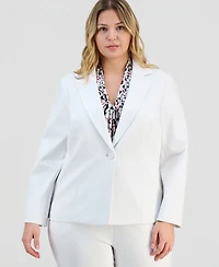 Kasper Plus Notched Collar One-Button Blazer