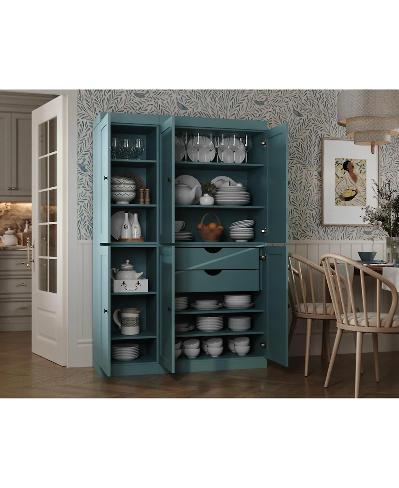 Palace Imports 100% Solid Wood 48.5" Pantry Cabinet with Shaker Doors, 2-Drawers & Adjustable Shelves