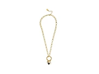 Rivka Friedman Polished Link Onyx + Pearl Charm Necklace