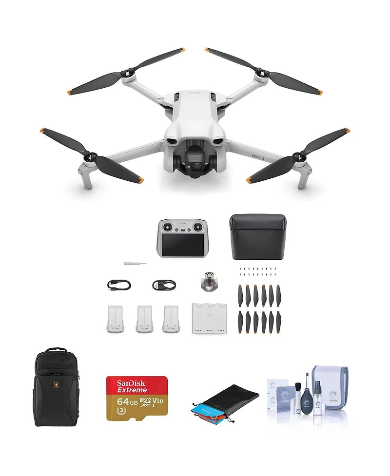 Dji Mini 3 Drone Fly More Combo with Rc Remote Controller Bundle with Backpack, 64GB microSD Card, Foldable Landing Pad, Cleaning Kit