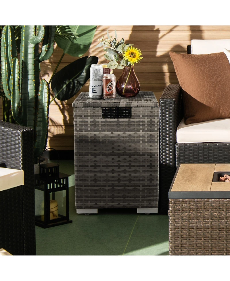 Sugift 2-in-1 Patio Rattan Gas Propane Tank Cover for 20 lbs Propane Tanks