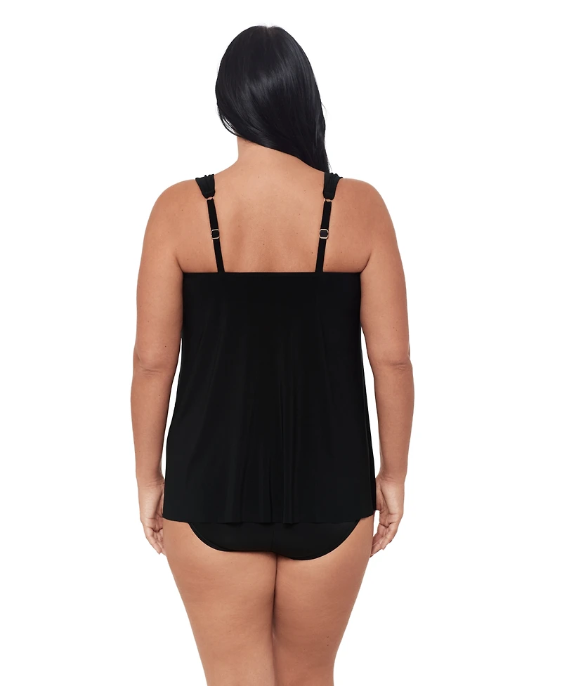 Miraclesuit Plus Razzle Dazzle Asymmetrical-Drape Tankini Top