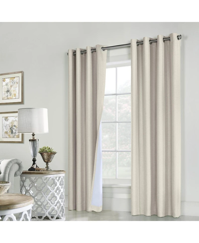 Thermaplus Ventura Blackout Uv Protection Grommet Curtain Panel Pair for Windows Each 52" x 95" Natural