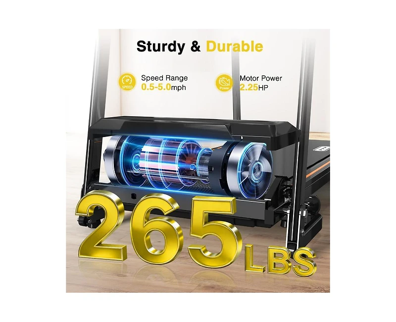 Redliro Walking Treadmill for Seniors with Long Handrails, Foldable Incline Treadmil, 265lbs Compact Treadmill for Home Exercise