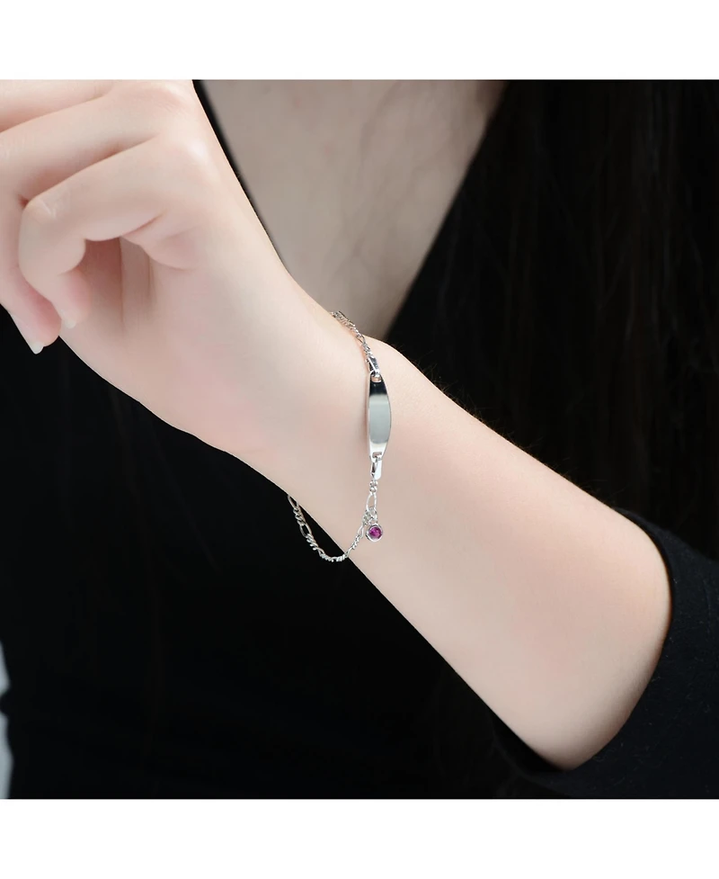 Chic Minimalist Bar Bracelets with Round Bezel Set Cubic Zirconia Charm