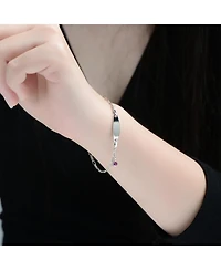 Chic Minimalist Bar Bracelets with Round Bezel Set Cubic Zirconia Charm