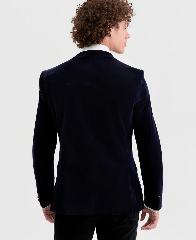 Mens Slim Fit Peak Lapel Velvet Sport coat