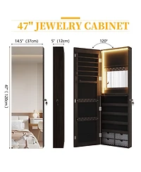 Vlsrka Wall/Door Mounted Led Jewelry Storage Mirror Cabinet