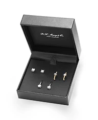 Macy's 3-Pc. Diamond Stud Earrings (1/4 ct. t.w.) in Sterling Silver and Gold Over Silver