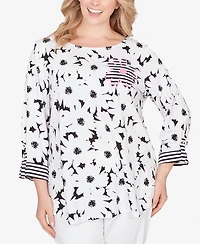 Ruby Rd. Plus Embroidered Daisy Graphic Top