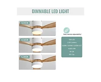 Sofucor 52-inch Modern White 3-Blade Flush Mount with Light and Remote Control