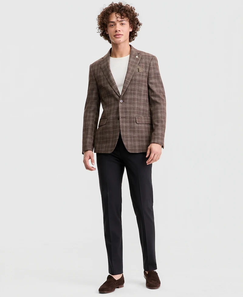 Men's Plaid Notch-Lapel Slim-Fit Sport Coat