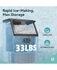 Euhomy 33-lb Ice Storage Capacity 100-lb Ice Per day Cubed Ice Maker (Black)