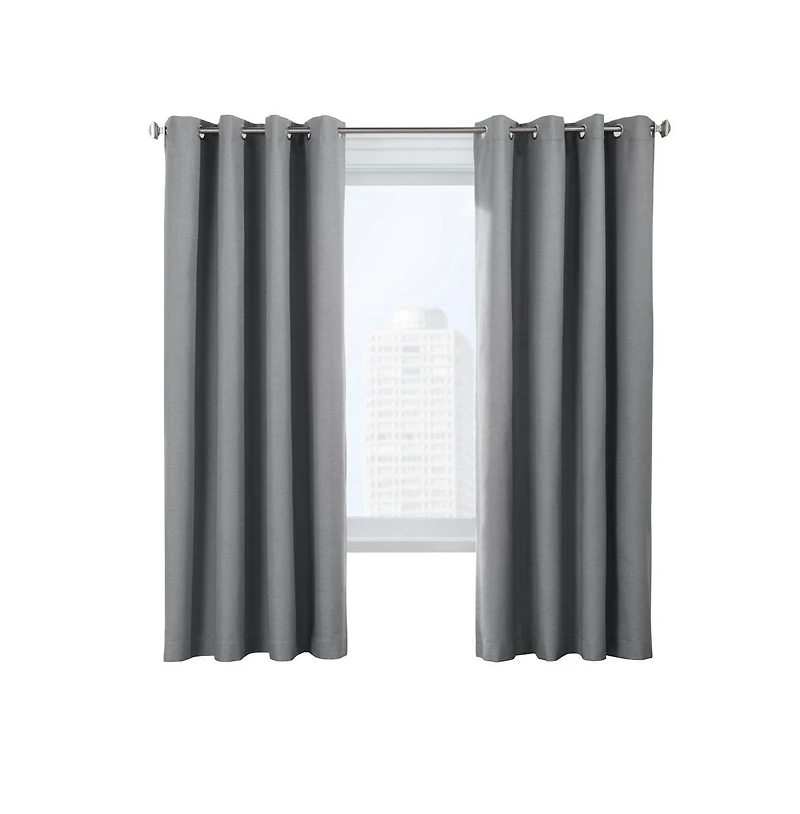 Thermaplus Ventura Blackout Grommet Curtain Panel Pair Frame Your Windows with Subtle Slub Textured Motif Each 78" x 84" Dark