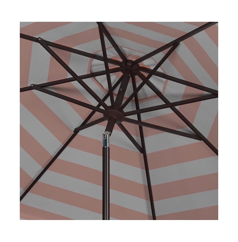 Safavieh Maui Single Scallop Striped 9Ft Crank Push Button Tilt Umbrella