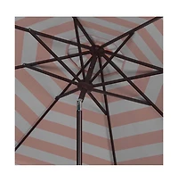 Safavieh Maui Single Scallop Striped 9Ft Crank Push Button Tilt Umbrella