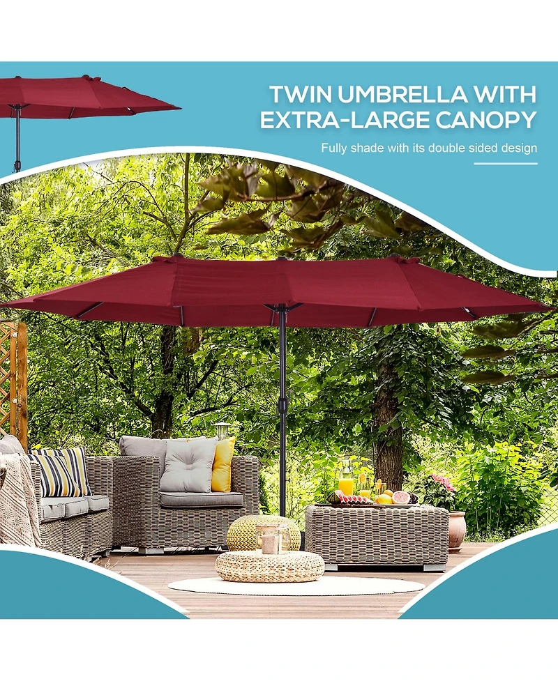 Outsunny Extra Large 15ft Patio Umbrella, Wine