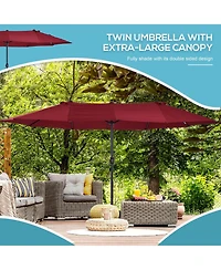 Outsunny Extra Large 15ft Patio Umbrella, Wine