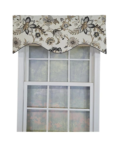 Rlf Home 100% Cotton Zanzibar Cornice With Poly/Cotton Ivory lining Rod Pocket Valance 50" x 17" Gray
