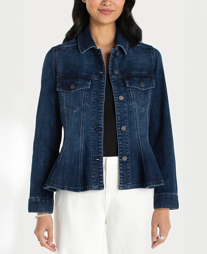 Liverpool Los Angeles Women's Fit and Flare Trucker Denim Collar Jacket