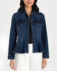 Liverpool Los Angeles Women's Fit and Flare Trucker Denim Collar Jacket