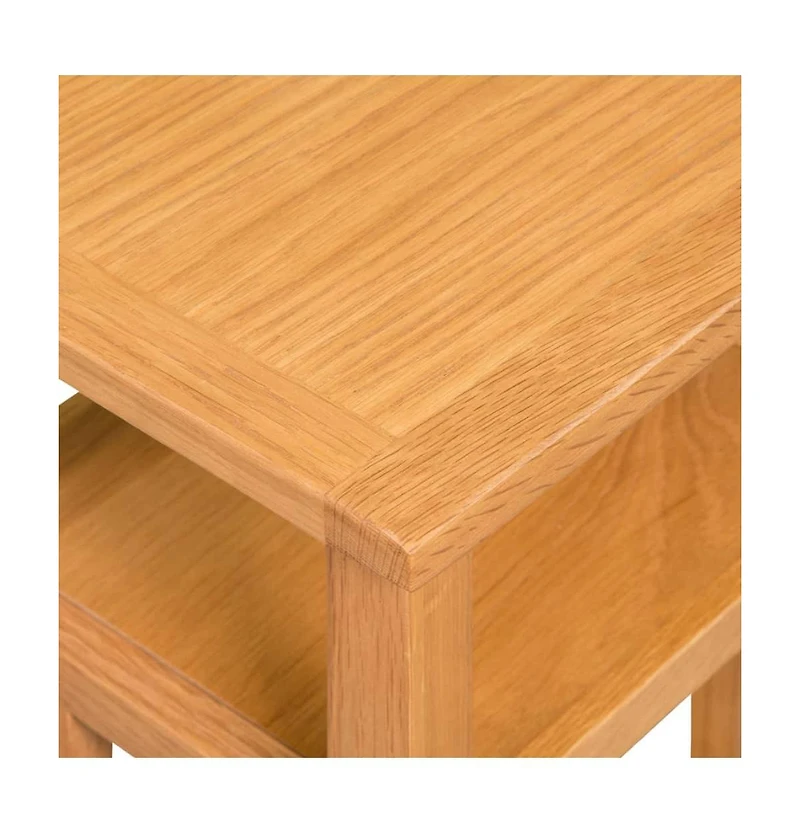 End Table with Magazine Shelf Solid Oak Wood 10.6"x13.8"x21.7"