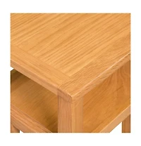 End Table with Magazine Shelf Solid Oak Wood 10.6"x13.8"x21.7"
