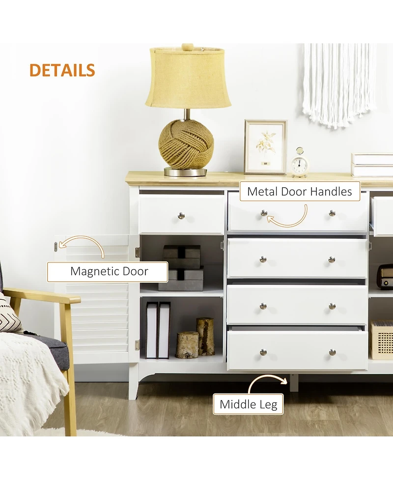 Homcom Sideboard Modern Buffet Cabinet with Adjustable Shelves,