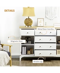 Homcom Sideboard Modern Buffet Cabinet with Adjustable Shelves,