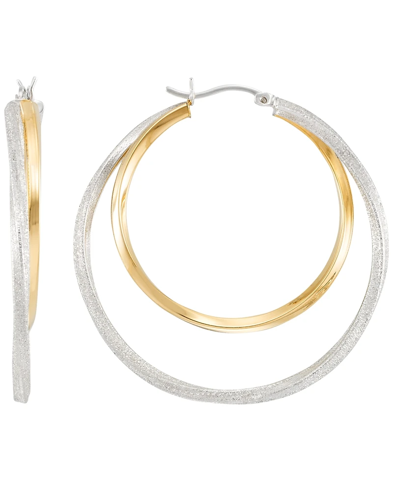 Macy's Two-Tone Twisted Double Hoop Earrings