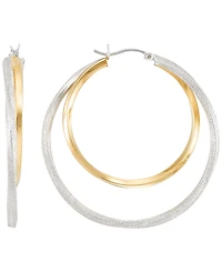Macy's Two-Tone Twisted Double Hoop Earrings
