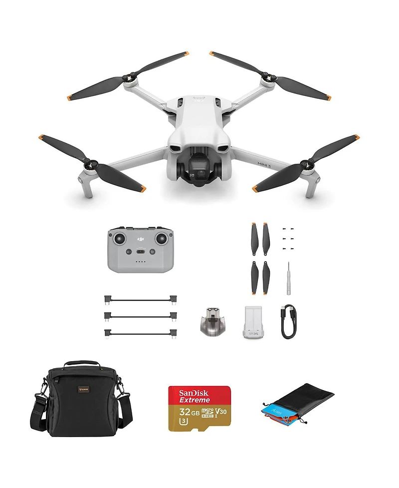 Dji Mini 3 Drone with Rc-N1 Remote Controller Bundle with 32GB microSD Card, Shoulder Bag, Landing Pad