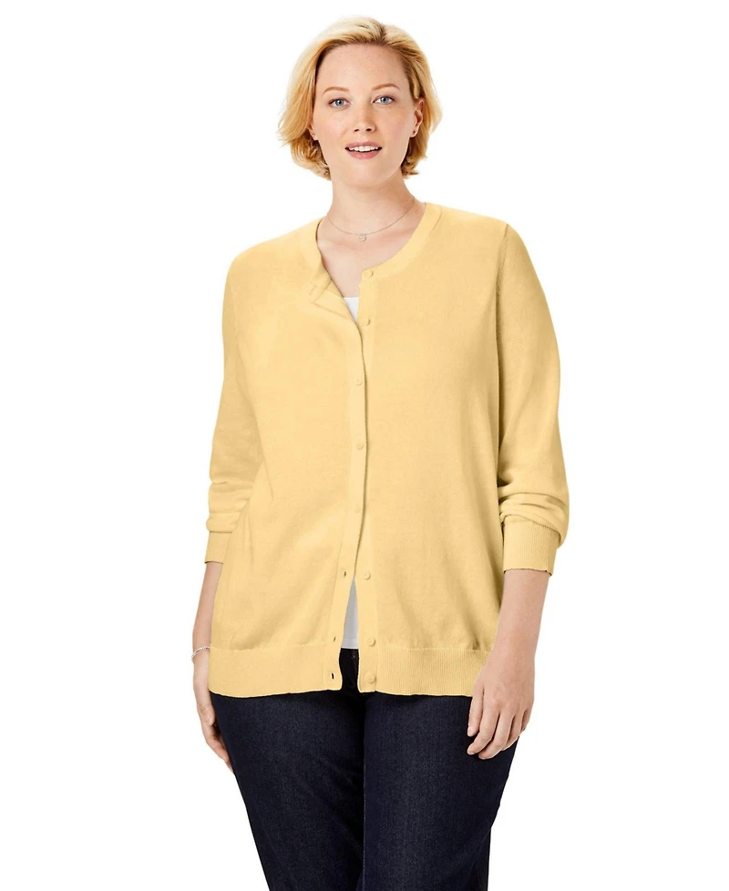 Woman Within Plus Perfect Long-Sleeve Cardigan