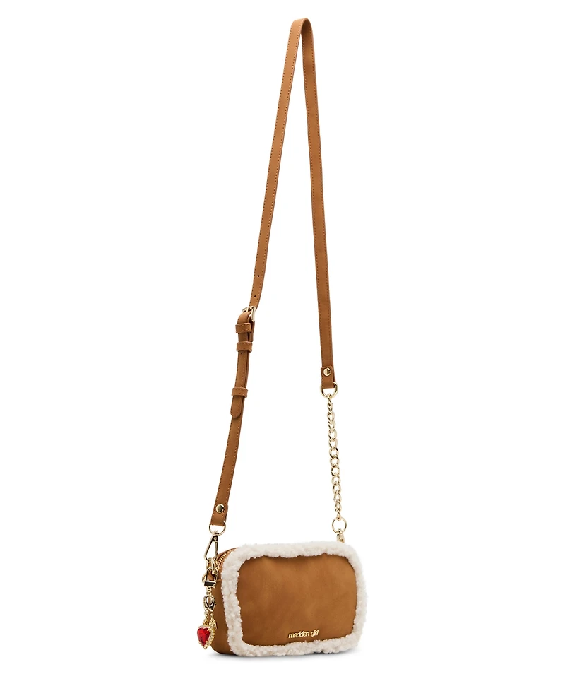 Madden Girl Elisen Nubuck/Sherpa Camera Crossbody