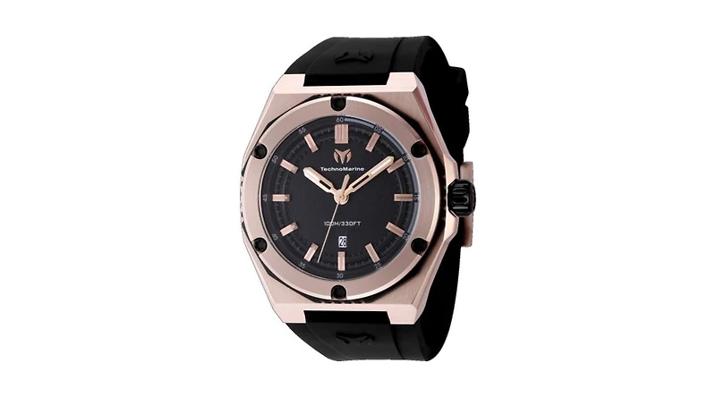 Technomarine Men's Tm- Quartz 3 Hand Black Dial Watch