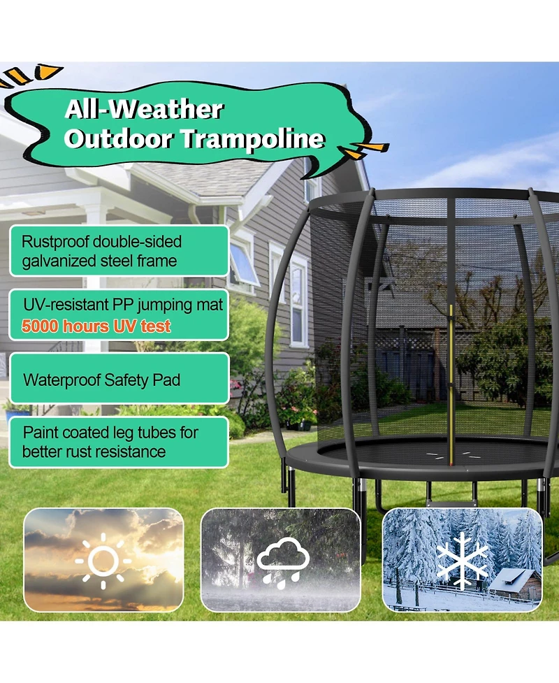 Hongge 10FT Astm-Certified Recreational Trampoline with Safety Enclosure Net and Ladder