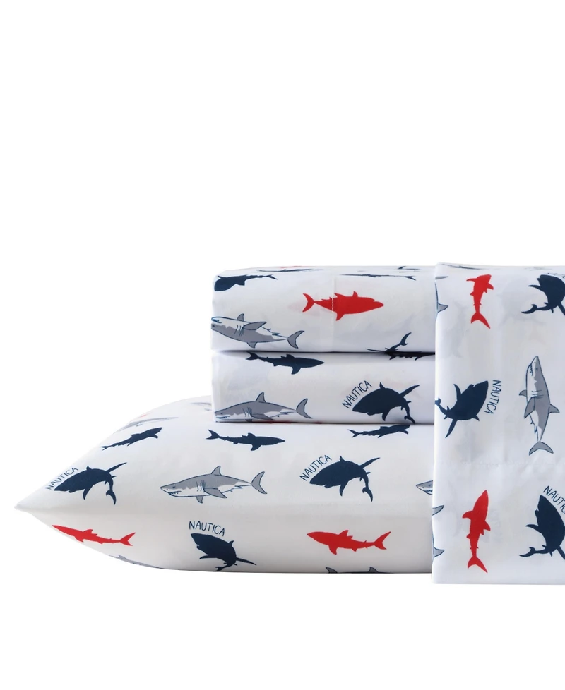 Nautica Branson Sharks Microfiber 4-Pc. Sheet Set, Queen