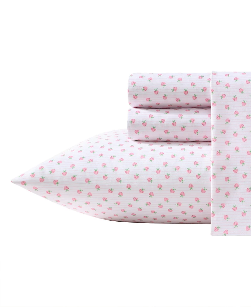Laura Ashley Sweet Lady Bugs Microfiber 3-Pc. Sheet Set, Twin